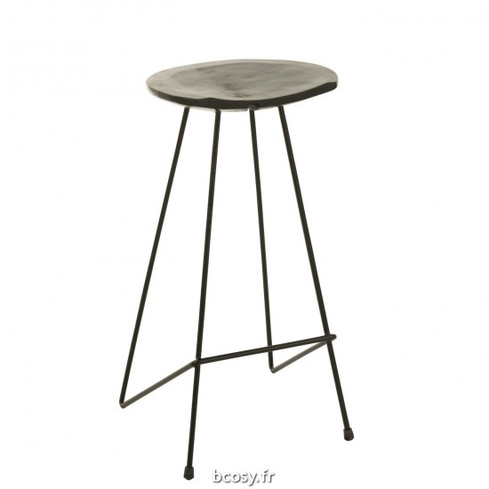 J Line Chaise De Bar Teck Bois Metal Noir JLine 37974 by Jolipa 37974.