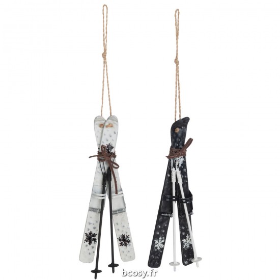 J Line Suspensions Skis Metal Noir Blanc JLine 38033 by Jolipa 38033 Assortiment de 2 pcs.