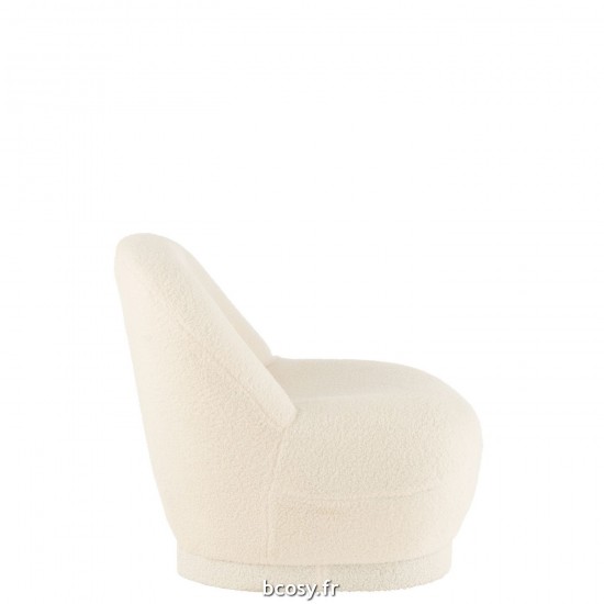 J-Line J Line poufs Jolipa Pouf Teddy Bouclé Blanc.