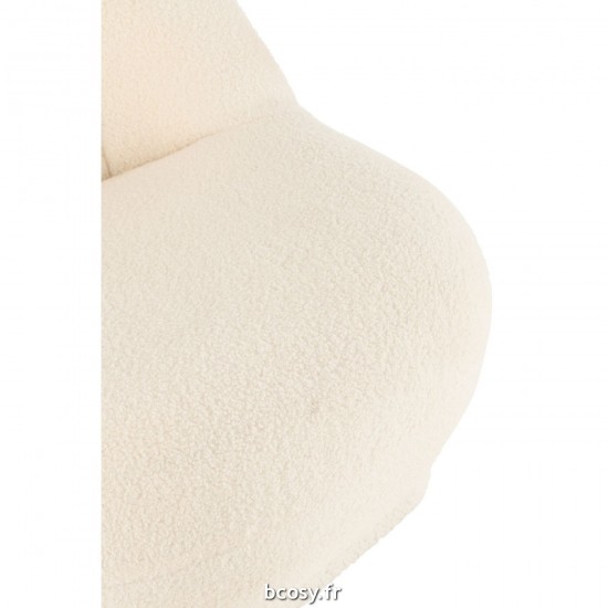 J-Line J Line poufs Pouf Teddy Bouclé Blanc.