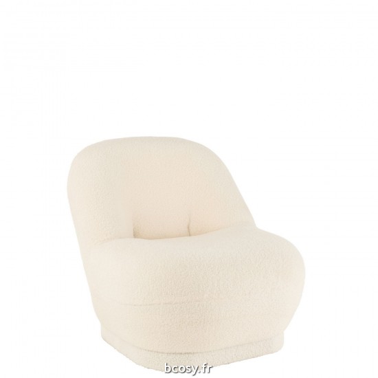 J Line Pouf Teddy Velours Blanc JLine 38657 by Jolipa 38657.