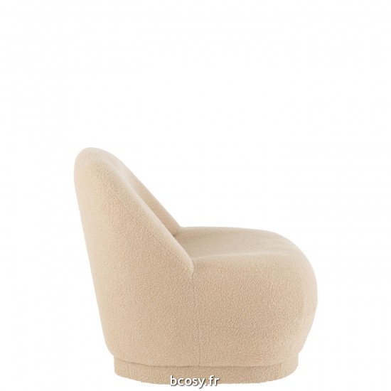 J-Line J Line poufs Jolipa Pouf Teddy Bouclé Beige Chaud.