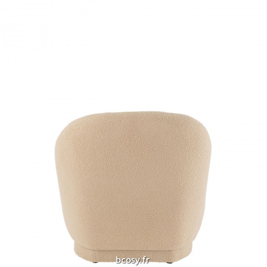Jolipa Pouf Teddy Bouclé Beige Chaud.