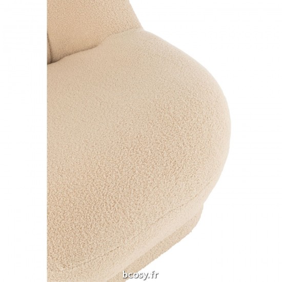 J-Line J Line poufs Pouf Teddy Bouclé Beige Chaud.