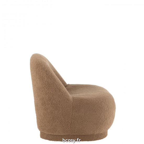 J-Line J Line poufs Jolipa Pouf Teddy Velours Blanc Marron.