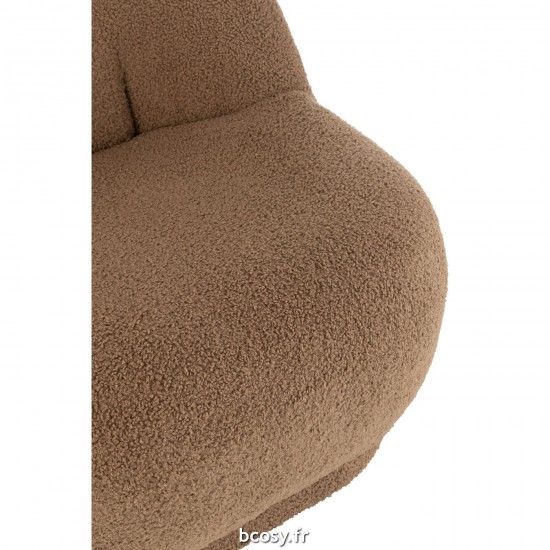 J-Line J Line poufs Pouf Teddy Velours Blanc Marron.