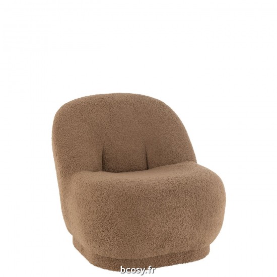 J Line Pouf Teddy Velours Blanc Marron JLine 38669 by Jolipa 38669.