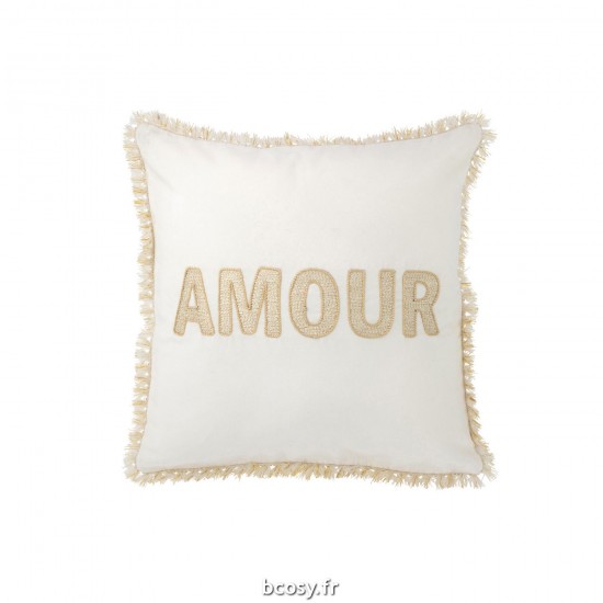 J Line Coussin Amour Textile Blanc Or JLine 38721 by Jolipa 38721.