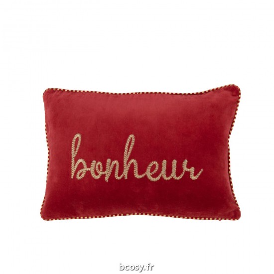J Line Coussin Bonheur Textile Rouge Or JLine 38723 by Jolipa 38723.