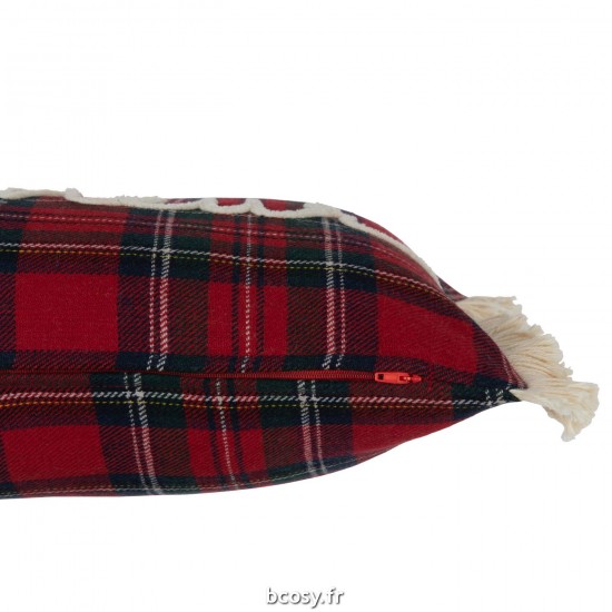 J-Line J Line coussins Jolipa Coussin Carreaux Bonheur Rouge Vert.