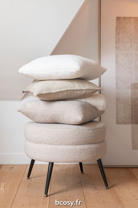 Jolipa Coussin Teddy Poly Blanc.