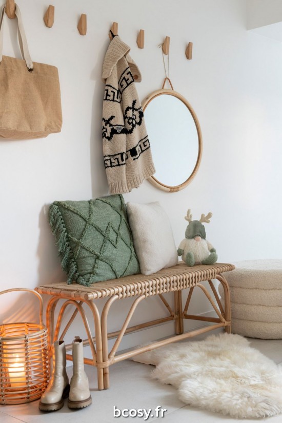 Jolipa Pouf Rond Teddy Poly Blanc.