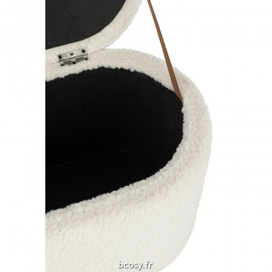 J-Line J Line poufs Jolipa Pouf Rangement Teddy Poly Blanc.