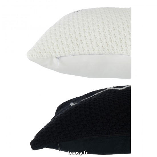 J-Line J Line coussins Jolipa Coussin Maison Acr Blanc Noir Ass2.