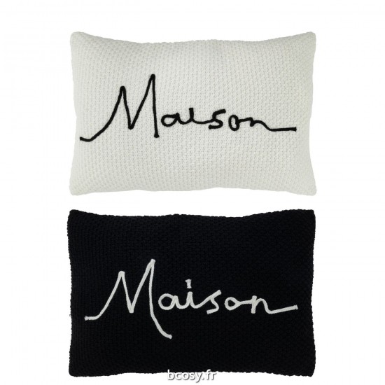 J Line Coussin Maison Acr Blanc Noir JLine 38824 by Jolipa 38824 Assortiment de 2 pcs.