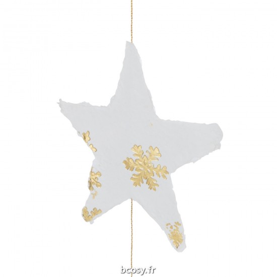 J-Line J Line guirlandes suspendues Jolipa Suspension Etoiles Coton Maché Blanc Or.