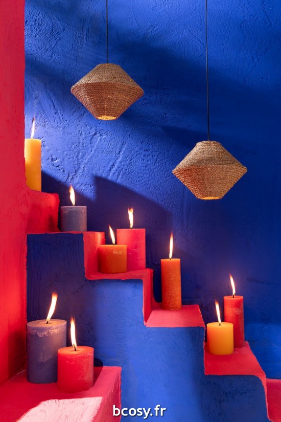 Jolipa Bougie Exterieure Pilier Paraffine Orange Small 70Heures.