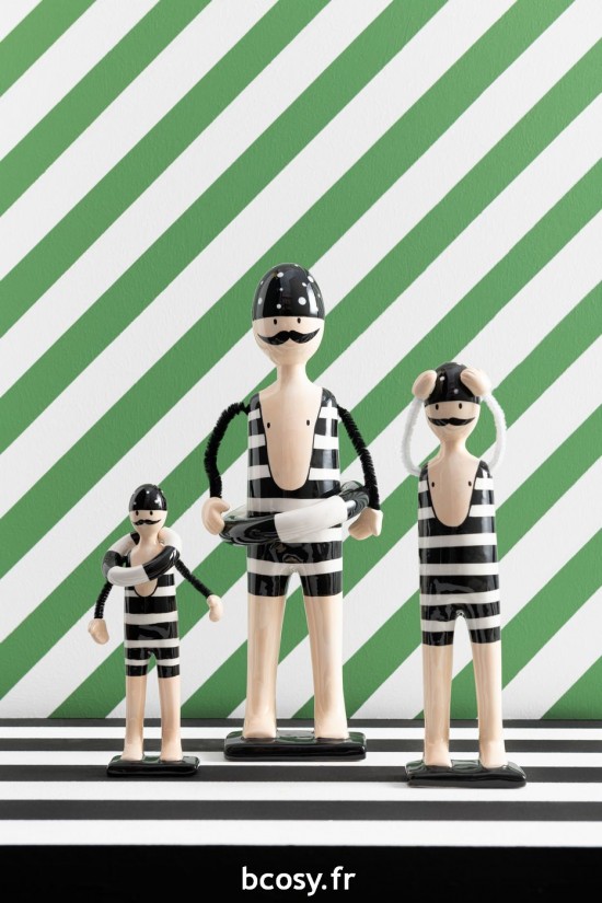 Jolipa Nageur Bouee Lignes Dolomie Noir Blanc Large.