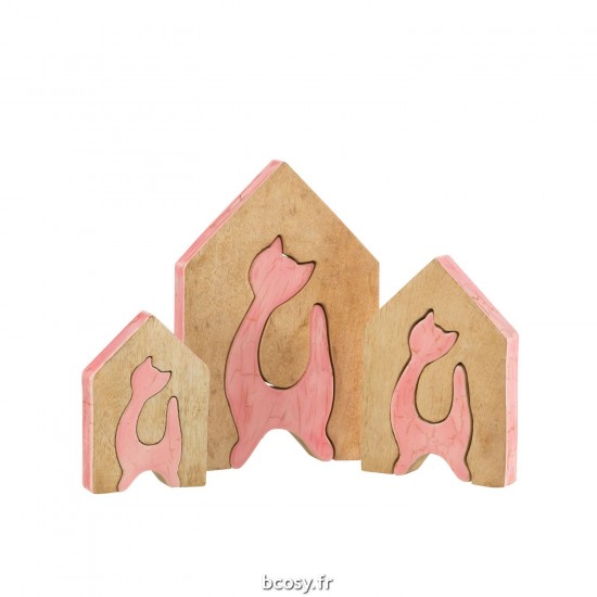 J-Line J Line Maisons Jolipa Maison Chat Mang Rose Nat Large.