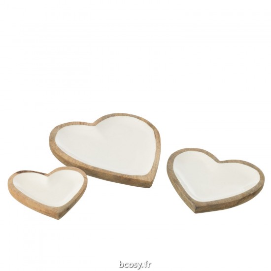 J Line Set 3 Plats Coeur Manguier Blanc Naturel JLine 40199 by Jolipa 40199.