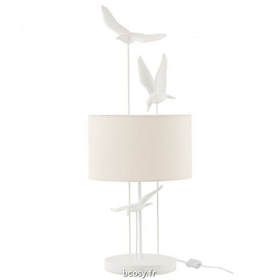 J Line Lampe Oiseaux Poly Blanc Beige JLine 40311 by Jolipa 40311.