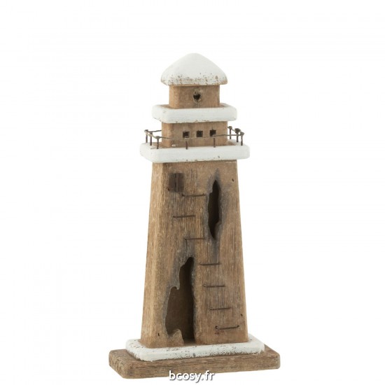 J Line Phare Paulownia Bois Naturel Blanc Large JLine 40338 by Jolipa 40338.