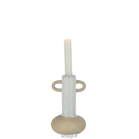 J-Line J Line vases Jolipa Chandelier Anses Porcelaine Blanc Beige.