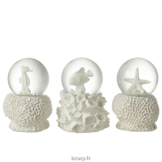 J-Line J Line neiges Jolipa Boule Neige Mer Poly Blanc Large Assortiment De 3.