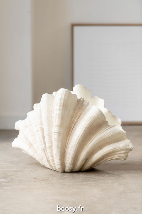 Jolipa Deco Vase Coquillage Polyresine Blanc Casse.