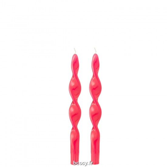 J-Line J Line bougies Jolipa Boite 2 Bougies Torsade Fuchsia Small 3H.