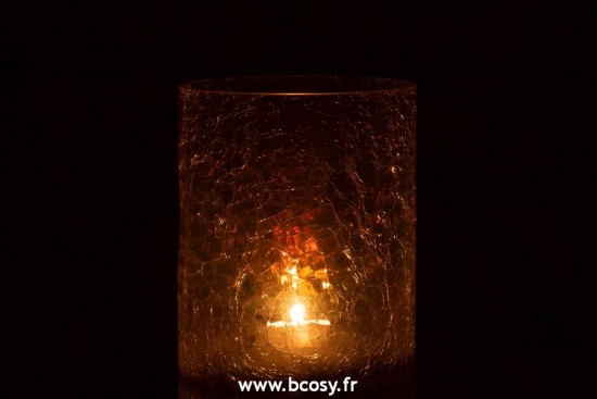 J-Line J Line lanternes photophores Jolipa Photophore Craquele Verre Ambre Large.