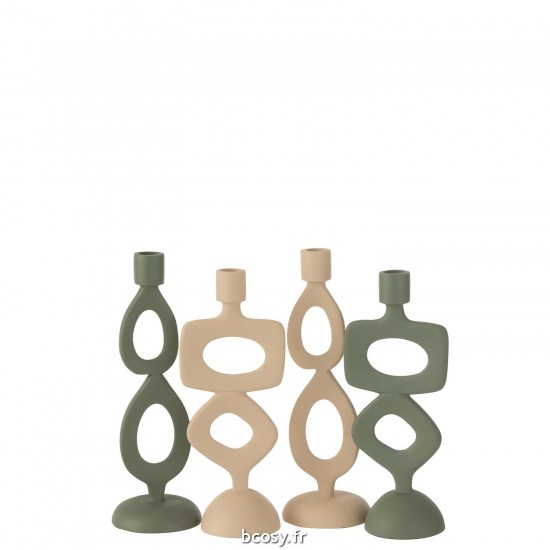 J-Line J Line chandeliers candélabres Jolipa Bougeoir Anneaux Aluminium Beige Assortiment De 2.