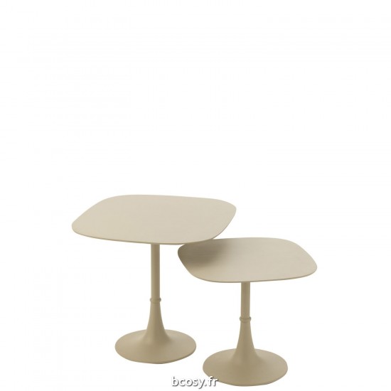 J Line Set De 2 Tables Carre En Aluminium Ivoire JLine 40780 by Jolipa 40780.