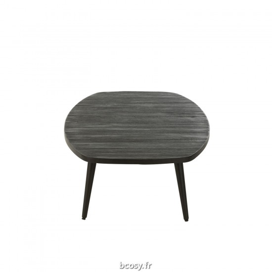 J-Line J Line tables de salon basse Jolipa Table Basse Rectangulaire Teck Recycle Noir.