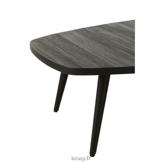 Jolipa Table Basse Rectangulaire Teck Recycle Noir.