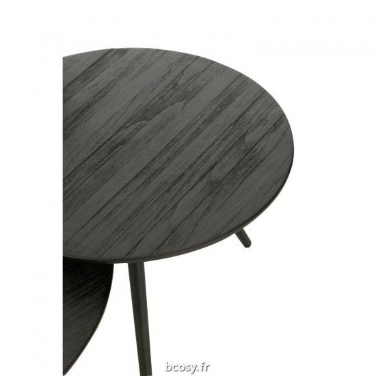 Jolipa Set De 4 Tables Rondes Teck Recycle Noir.