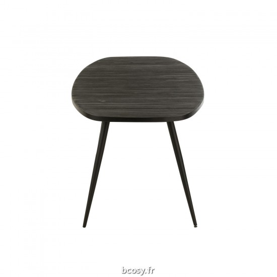 J-Line J Line tables a manger de repas Jolipa Table A Manger Ovale Teck Recycle Noir.
