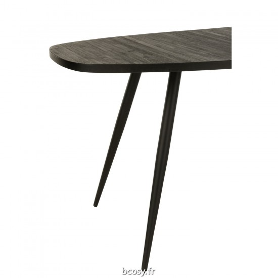 Jolipa Table A Manger Ovale Teck Recycle Noir.
