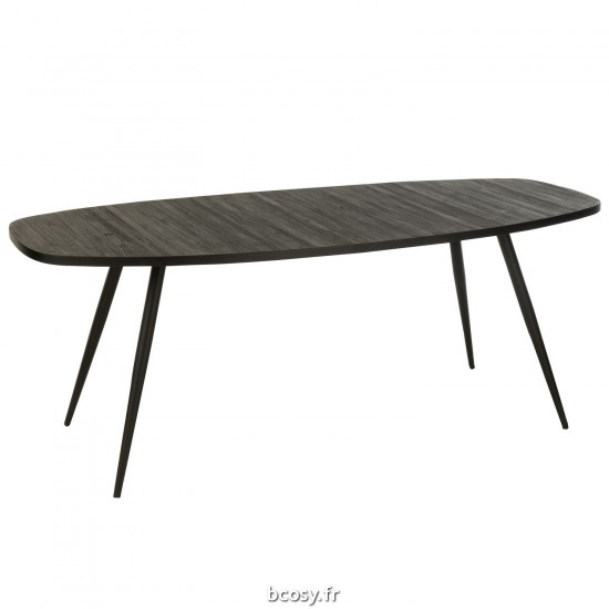 J Line Table A Manger Ovale Teck Recycle Noir JLine 40786 by Jolipa 40786.