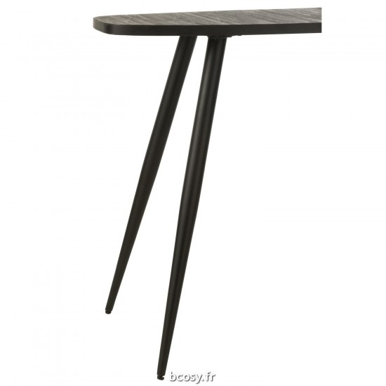 J-Line J Line tables de drapier murales Jolipa Console Ovale Teck Recycle Noir.