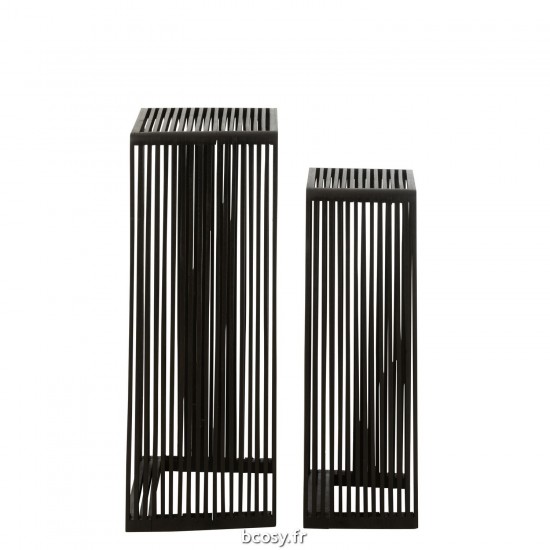 J-Line J Line tables d appoint bouts de canapé Jolipa Set De 2 Tables D Appoint Cubiques Teck Recycle Noir.