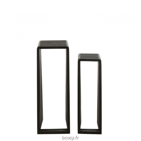 Jolipa Set De 2 Tables D Appoint Cubiques Teck Recycle Noir.