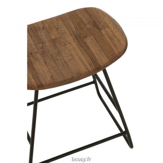 J-Line J Line tabourets ronds Tabouret Rectangulaire Teck Recycle Naturel Small.