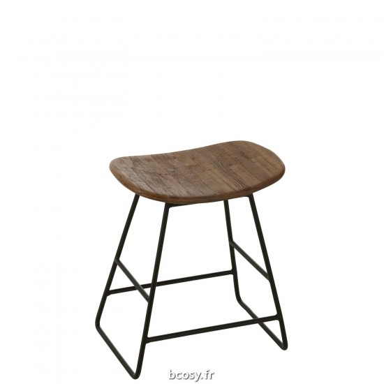 J Line Tabouret Rectangulaire Teck Recycle Naturel Small JLine 40796 by Jolipa 40796.