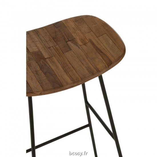 J-Line J Line chaises tabourets de bar Tabouret Rectangulaire Teck Recycle Naturel Large.