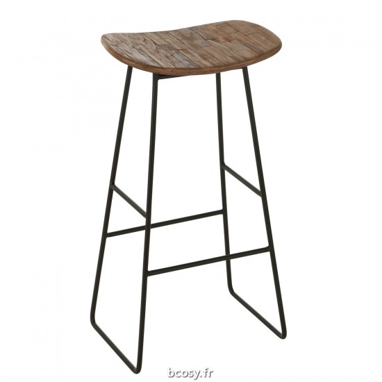 J Line Tabouret Rectangulaire Teck Recycle Naturel Large JLine 40797 by Jolipa 40797.