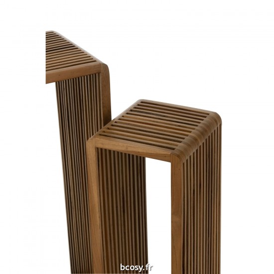 J-Line J Line tables d appoint bouts de canapé Set De 2 Tables D Appoint Cubiques Teck Recycle Naturel.