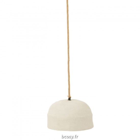 Jolipa Lampe Suspendu Papier Mache Blanc Large.