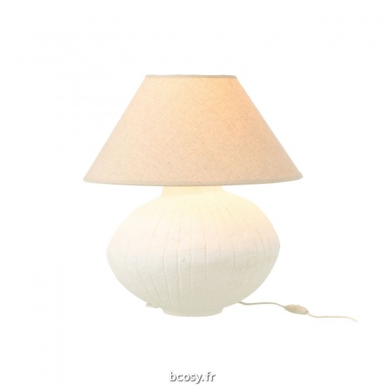 J Line Lampe Pot Abat Jour Papier Mache Blanc JLine 40838 by Jolipa 40838.