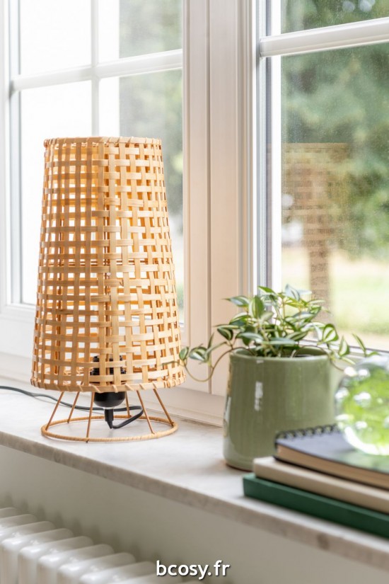 Jolipa Lampe De Table Lena Rotin Naturel.